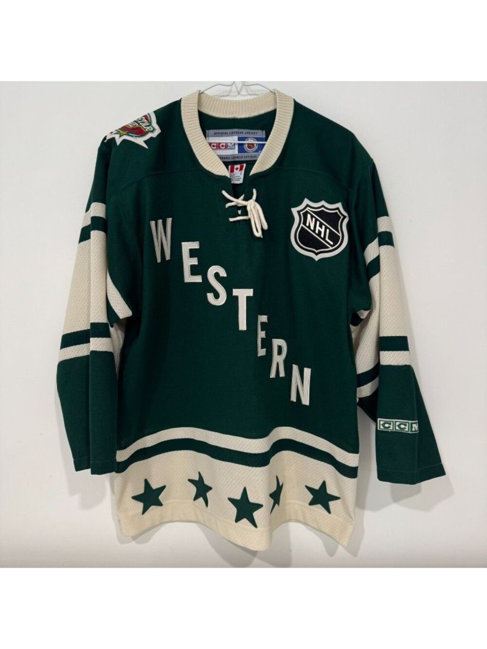 Vintage NHL 2004 Western Conference All-Star Game Jersey CCM Green Cream M